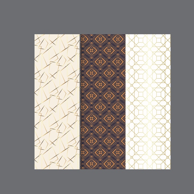 Muestras de lujo de patrones vectoriales geométricos dorados