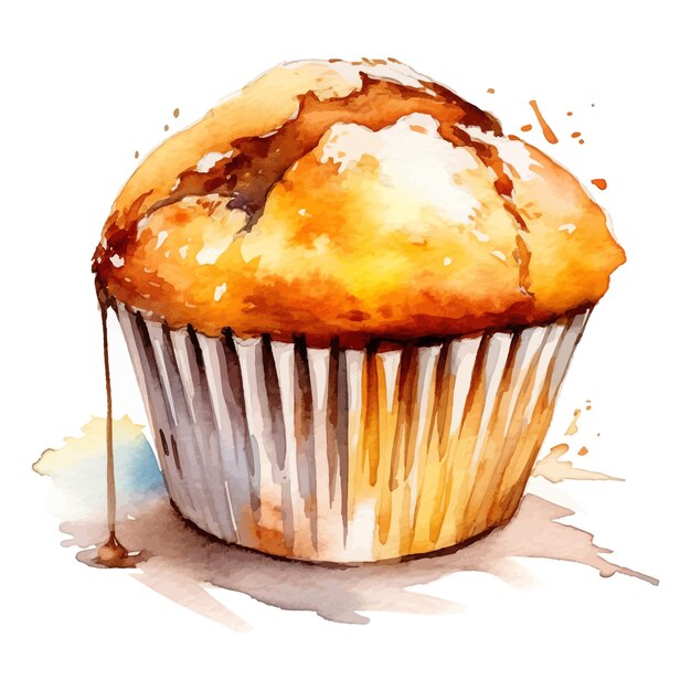 Vector muffin acuarela clipart fondo blanco