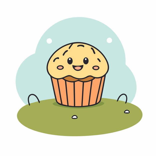 Muffin lindo para niños libro ilustración vectorial
