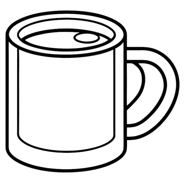 mug de café contorno libro de colorear página dibujo de arte de línea