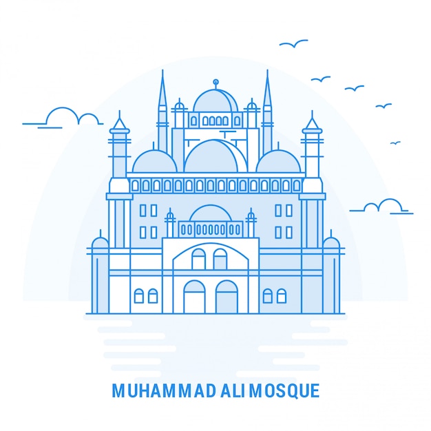 Vector muhammad ali mosque blue landmark