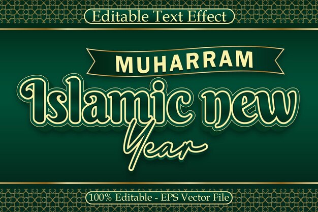 Muharram Año Nuevo Islámico Editable Efecto de Texto 3 Dimensión Relieve Estilo Moderno