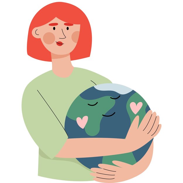 Una mujer abraza a la tierra Salve el planeta Día Internacional de la Madre Tierra
