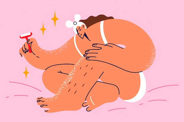 Mujer afeitándose las piernas con navaja