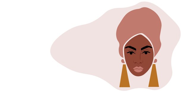 mujer africana, en, elegante, línea, arte, estilo, vector, extracto