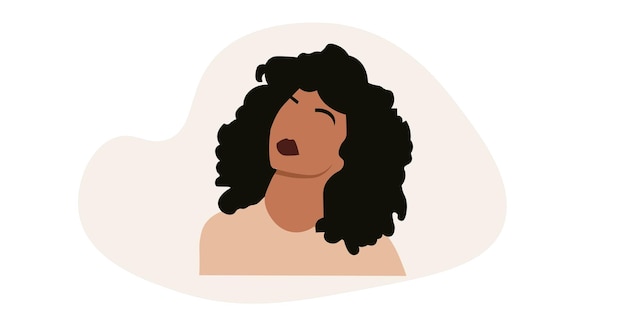 Mujer africana joven moderna en vector de estilo de arte de línea elegante