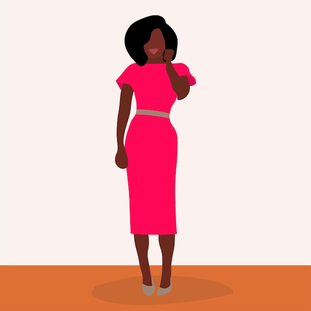 Mujer africana de moda moderna en vector de estilo de arte de línea elegante