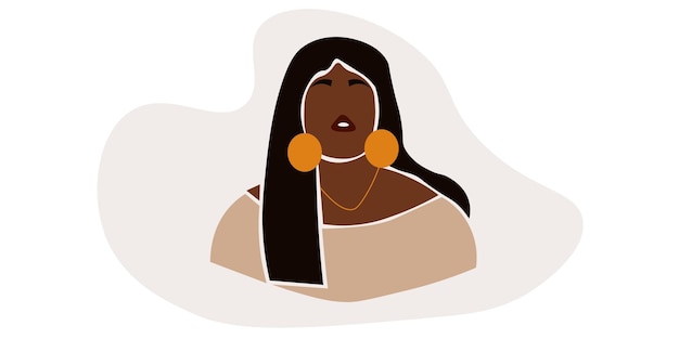 Mujer africana moderna en vector de estilo de arte de línea elegante