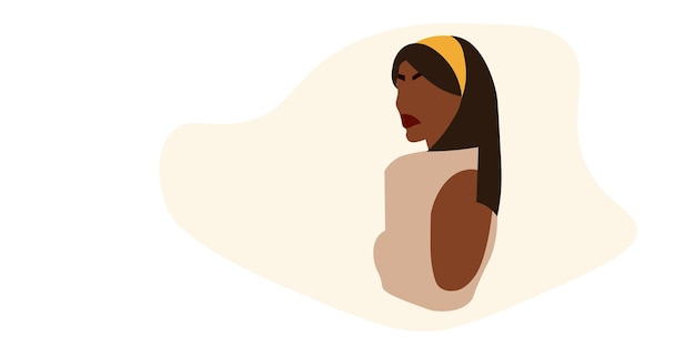 Mujer africana moderna en vector de estilo de arte de línea elegante