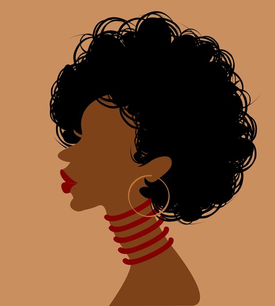 Mujer africana de perfil, ilustración vectorial