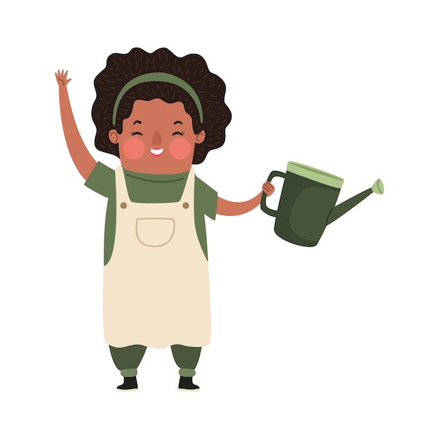 Mujer afro con carácter de rociadores de jardinería
