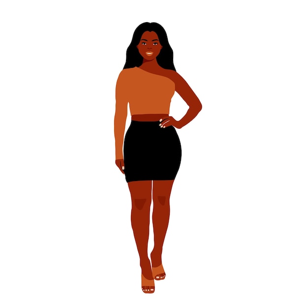 Mujer afro negra con estilo en un elegante vector de estilo artístico