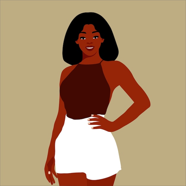 Mujer afro negra con estilo en un elegante vector de estilo artístico