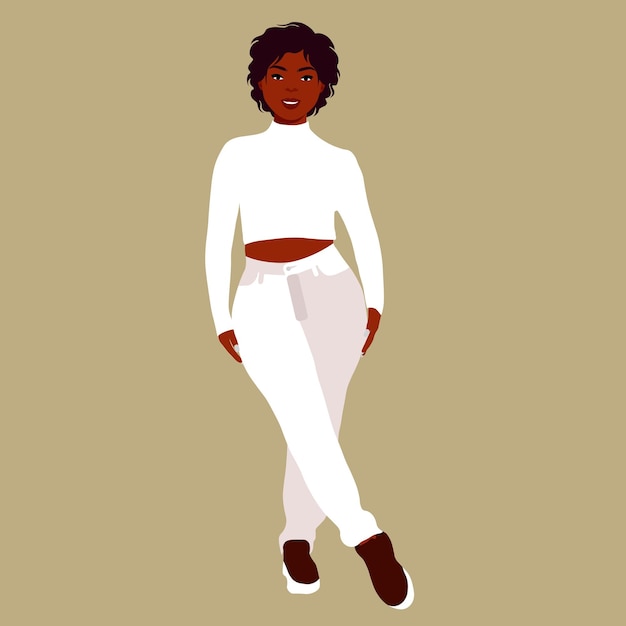 Mujer afro negra con estilo en un elegante vector de estilo artístico