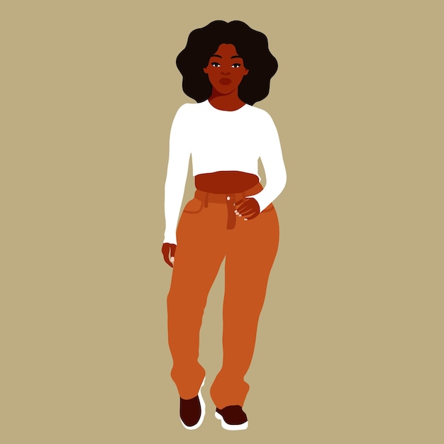 Mujer afro negra con estilo en un elegante vector de estilo artístico