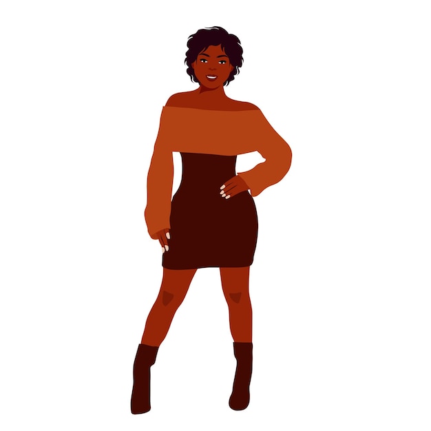 Mujer afro negra con estilo en un elegante vector de estilo artístico