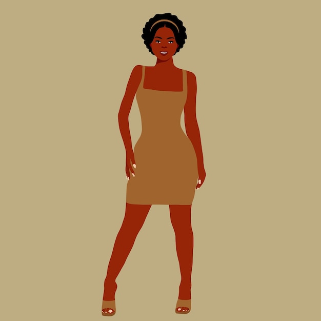 Mujer afro negra con estilo en un elegante vector de estilo artístico