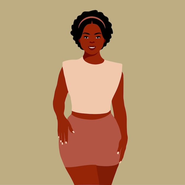 Mujer afro negra con estilo en un elegante vector de estilo artístico