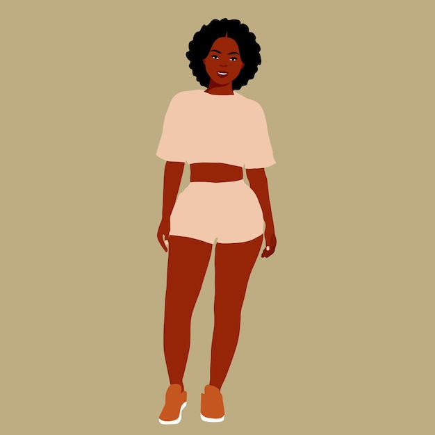 Mujer afro negra con estilo en un elegante vector de estilo artístico