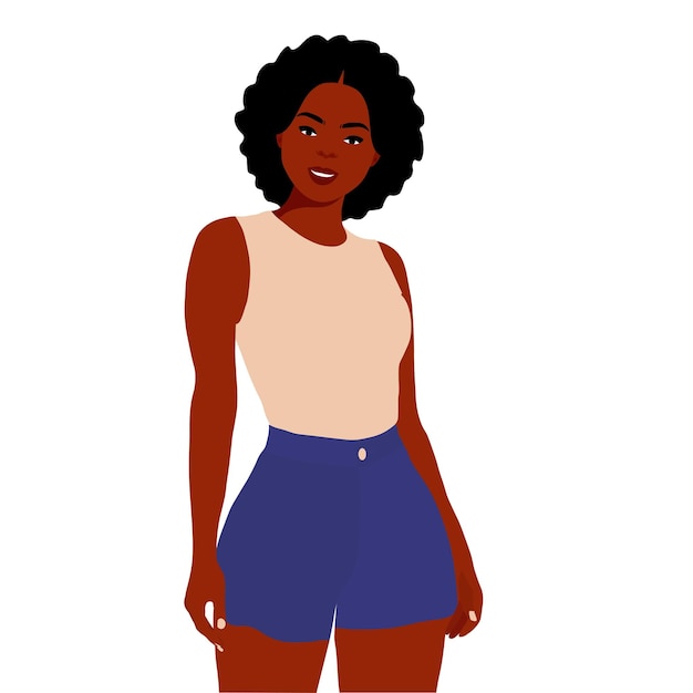 Vector mujer afro negra con estilo en un elegante vector de estilo artístico