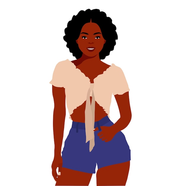 Mujer afro negra con estilo en un elegante vector de estilo artístico