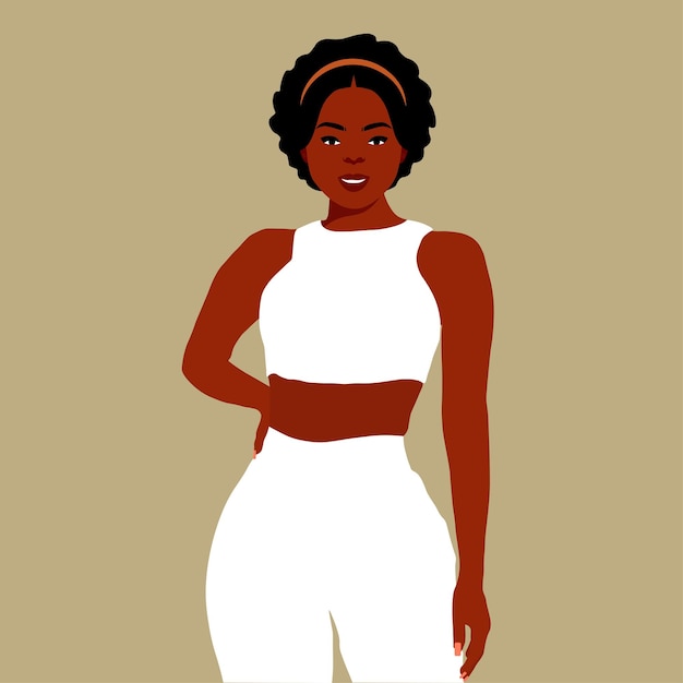 Mujer afro negra con estilo en un elegante vector de estilo artístico