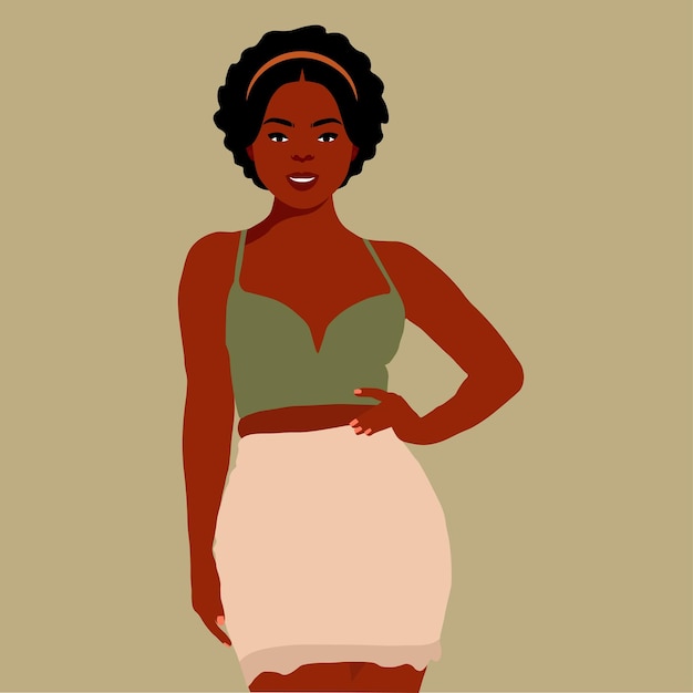 Mujer afro negra con estilo en un elegante vector de estilo artístico