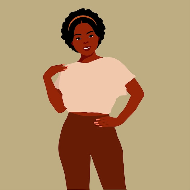 Mujer afro negra con estilo en un elegante vector de estilo artístico