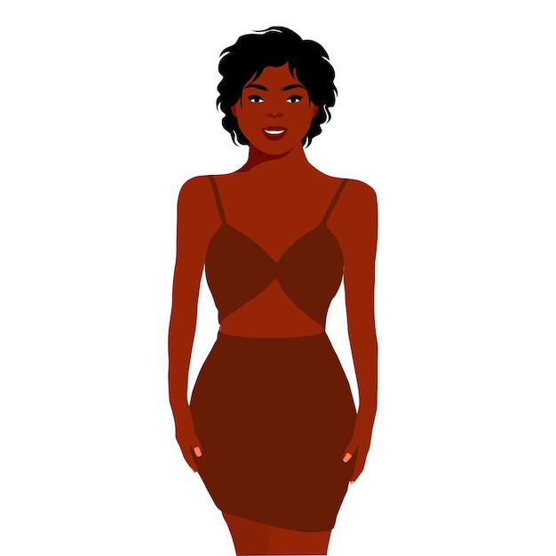 Mujer afro negra con estilo en un elegante vector de estilo artístico