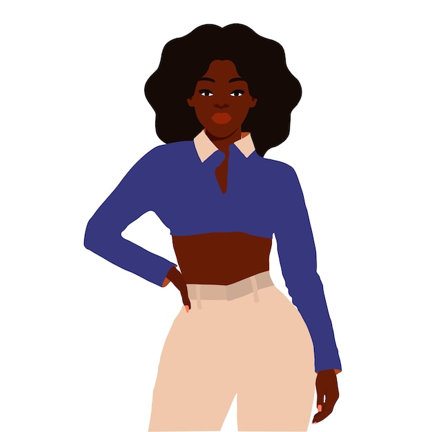 Mujer afro negra con estilo en un elegante vector de estilo artístico