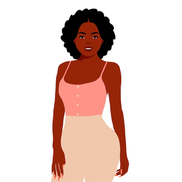 Mujer afro negra con estilo en un elegante vector de estilo artístico