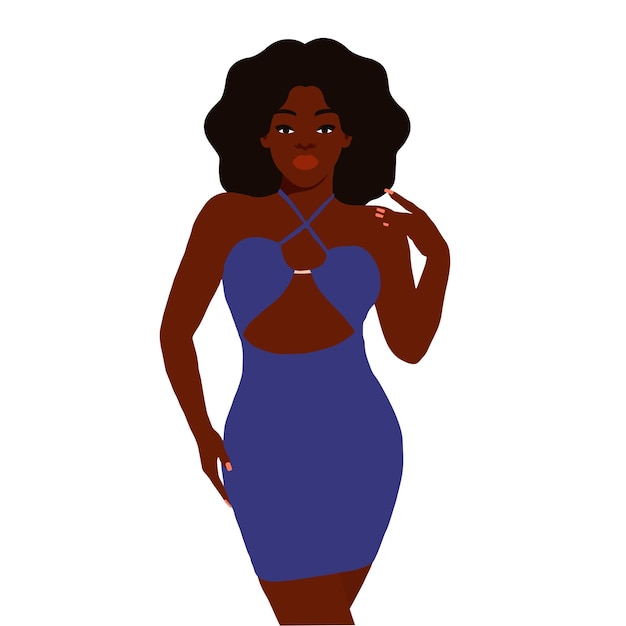 Mujer afro negra con estilo en un elegante vector de estilo artístico