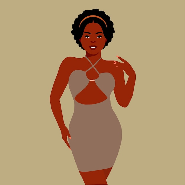 Mujer afro negra con estilo en un elegante vector de estilo artístico