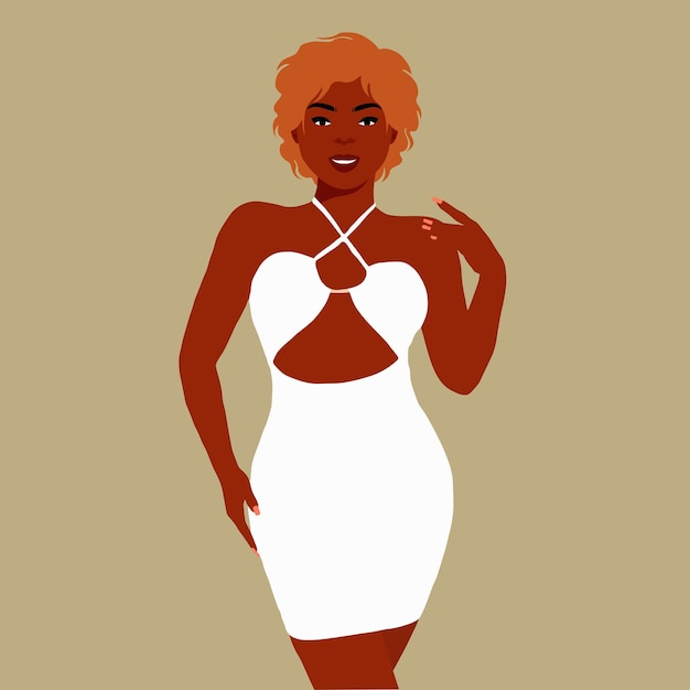 Mujer afro negra con estilo en un elegante vector de estilo artístico