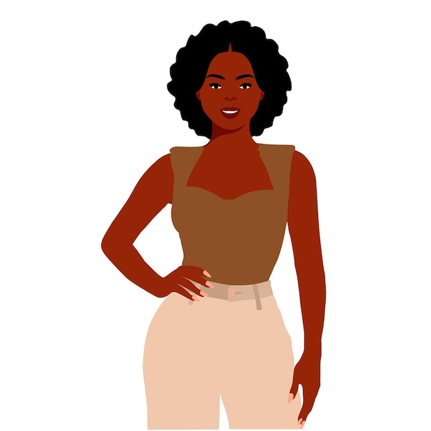 Mujer afro negra con estilo en un elegante vector de estilo artístico