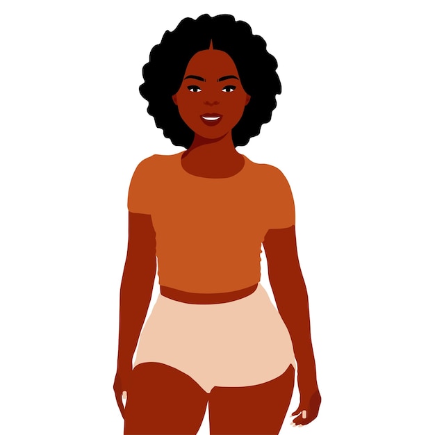 Mujer afro negra con estilo en un elegante vector de estilo artístico
