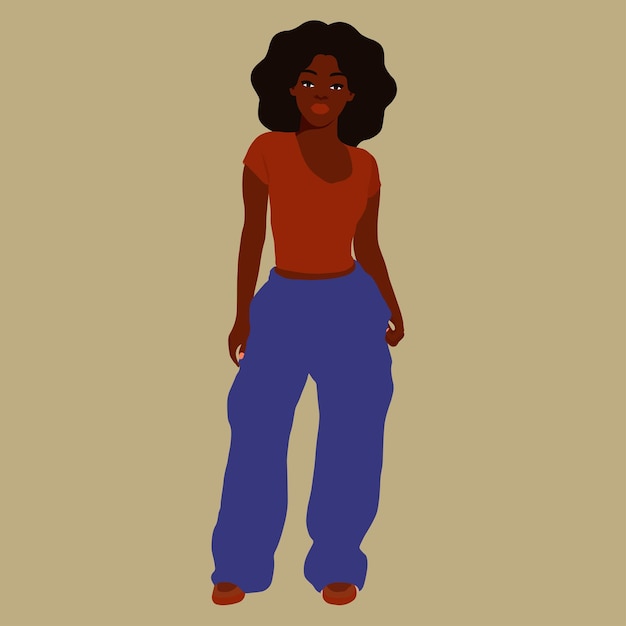 Mujer afro negra con estilo en un elegante vector de estilo artístico