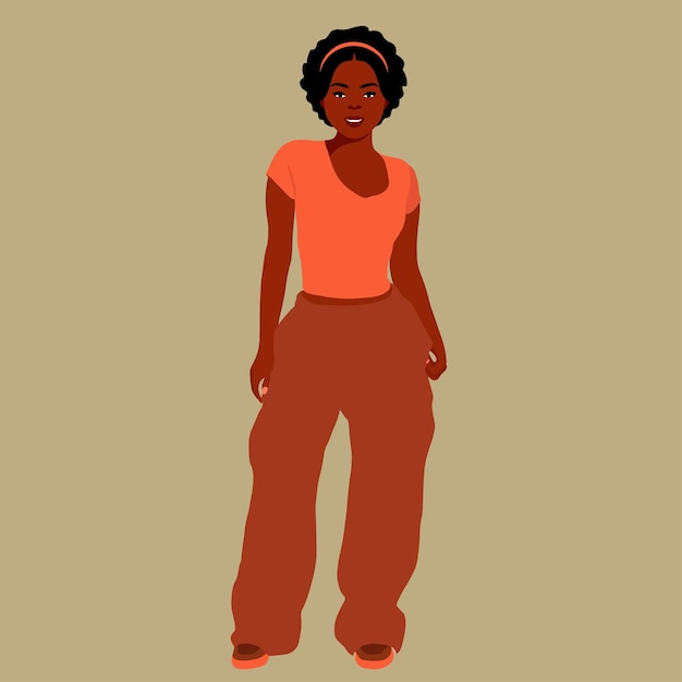 Mujer afro negra con estilo en un elegante vector de estilo artístico