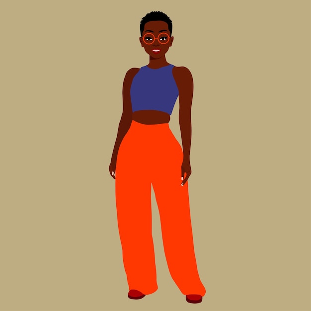 Mujer afro negra con estilo en un elegante vector de estilo artístico