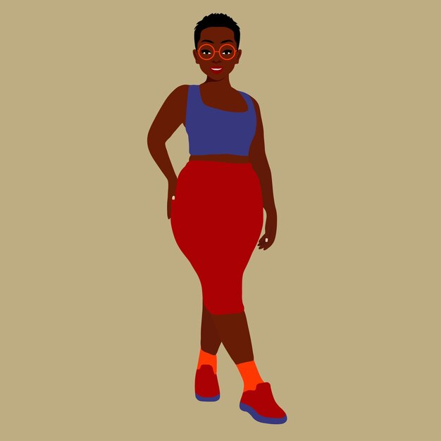 Mujer afro negra con estilo en un elegante vector de estilo artístico