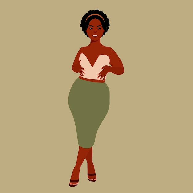 Mujer afro negra con estilo en un elegante vector de estilo artístico