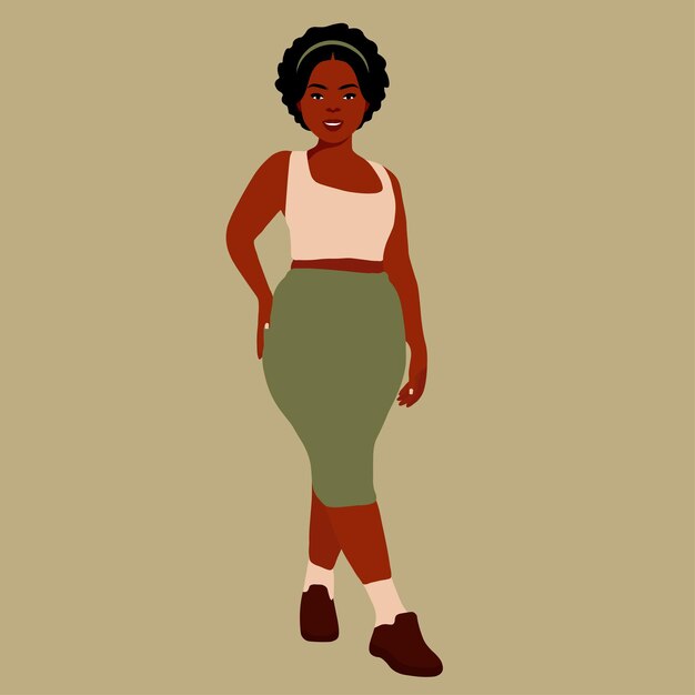 Mujer afro negra con estilo en un elegante vector de estilo artístico