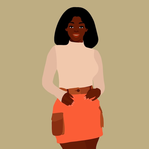 Mujer afro negra con estilo en un elegante vector de estilo artístico