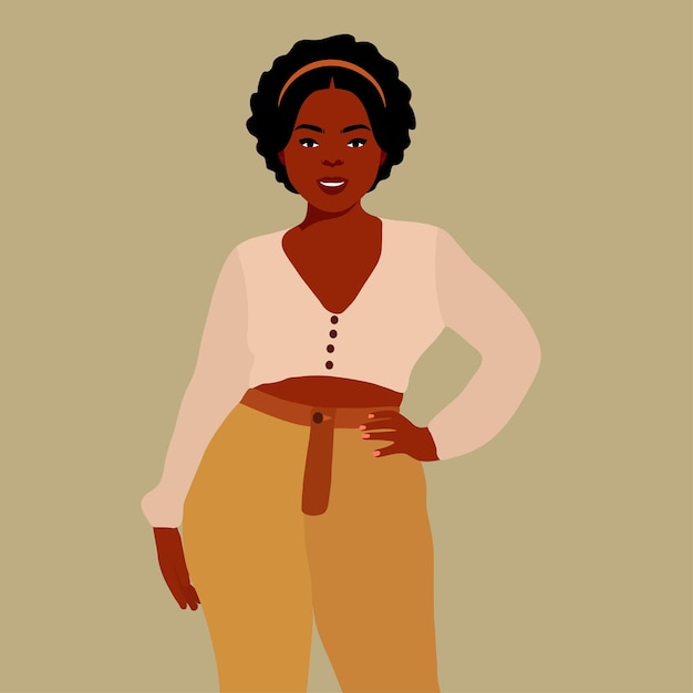 Mujer afro negra con estilo en un elegante vector de estilo artístico