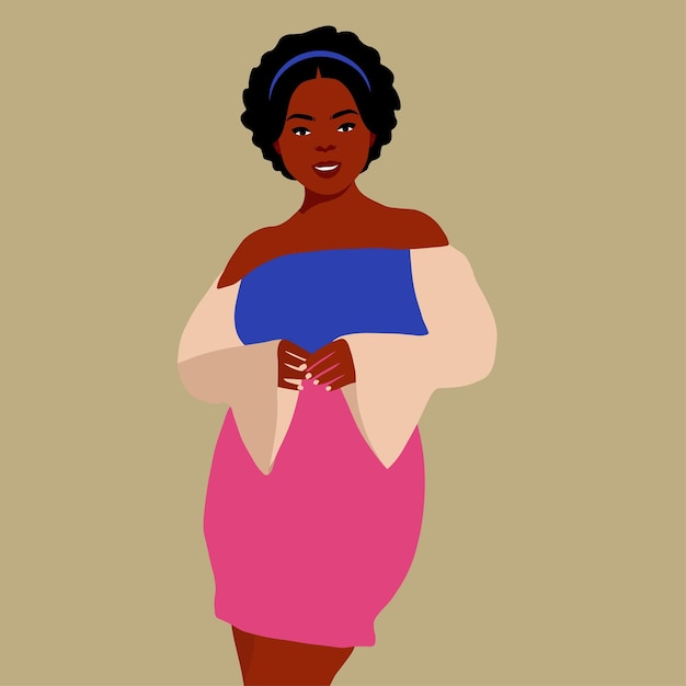 Mujer afro negra con estilo en un elegante vector de estilo artístico