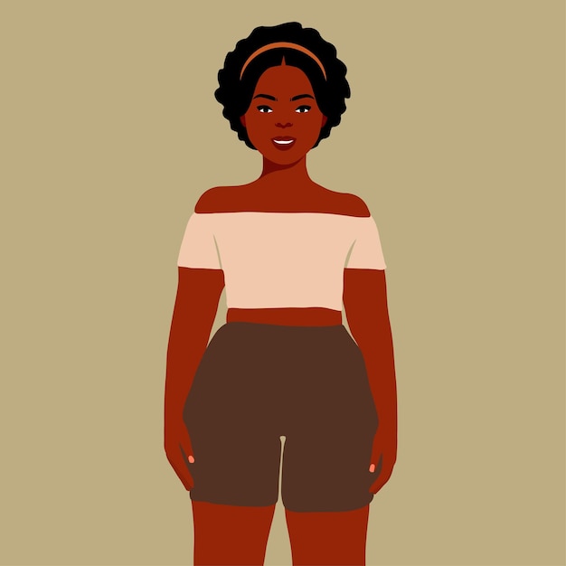 Mujer afro negra con estilo en un elegante vector de estilo artístico