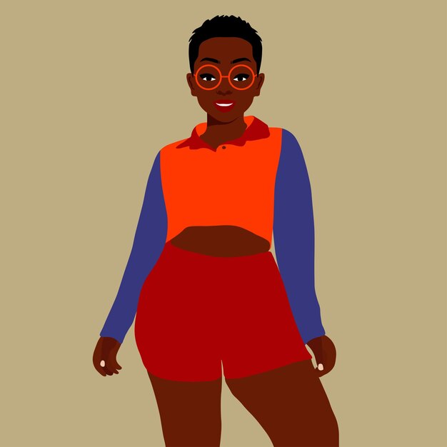 Mujer afro negra con estilo en un elegante vector de estilo artístico
