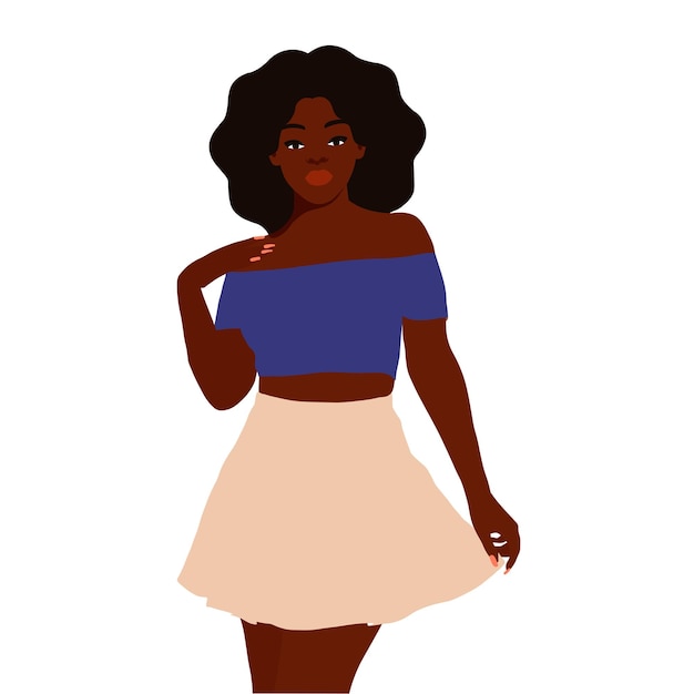 Mujer afro negra con estilo en un elegante vector de estilo artístico