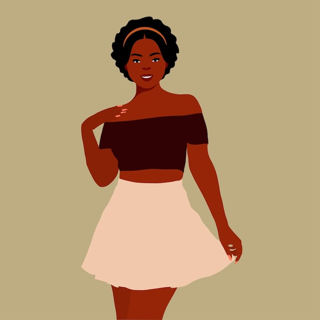 Mujer afro negra con estilo en un elegante vector de estilo artístico