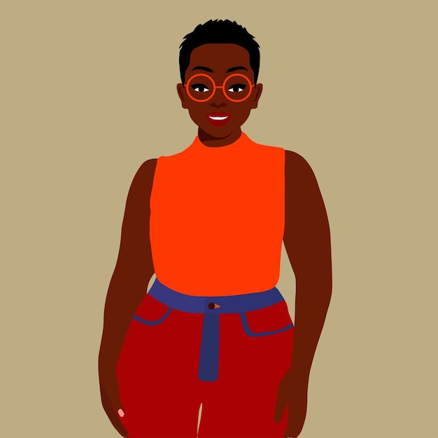 Mujer afro negra con estilo en un elegante vector de estilo artístico